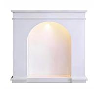 Alrededores de repisas Chimenea arqueada decorativa repisa de chimenea independiente con iluminación Marco decorado(Blanco,Pequeño)