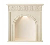Alrededores de repisas Chimenea arqueada moderna con repisa de chimenea decorativa iluminación LED Marco decorado(Beige,Medio)