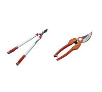 Altuna J445 Tijera de poda 2 manos corte bypass, 70 cm + J469-22 Tijera de Poda una Mano de Acero con Corte Bypass, Naranja, 22cm