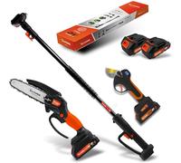 Altuna Kit de Poda a Batería de Titanio - Motosierra a Batería + Tijeras de Podar Eléctricas + Pértiga Telescópica - Incluye 2 Baterías - Pértiga de 1,63m para Poda en Altura - Con Cargador y Gafas