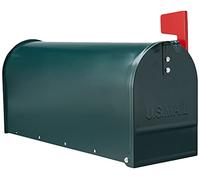 ALUBOX Buzón Americano 22X17X48 cm Buzón de Chapa Galvanizada Buzón Exterior Formato Revista con Bandera (Verde)