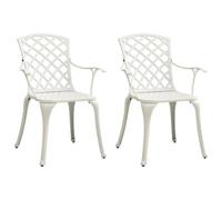 Aluminio fundido resistente a la intemperie para exteriores Blanco 61 x 60 | Sillas de Jardín 2 Unidades Aluminio Fundido Blanco Resistente Exterior Comedor Plegable Elegante Apta Intemperie Terraza