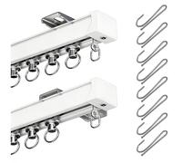 Aluminio pesado con rodillos silenciosos, longitud ajustable de 50 a 300 cm, ideal para sala de estar, armario, techo y pared, montaje en barra lisa y fija