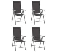 Aluminio resistente Reclinable 7 posiciones Plegable Negro 54x73x107 cm | Sillas plegables 4 unidades Textilene negro aluminio tumbonas reclinables jardin playa camping exterior resistentes ligeras