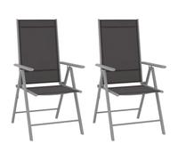 Aluminio resistente respaldo reclinable 7 posiciones exterior plegable | Sillas plegables 2 unidades Textilene negro aluminio reclinables 7 posiciones para jardin camping playa exteriores