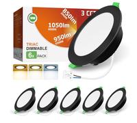 ALUSSO 10W Downlight LED Techo Empotrable Regulable Corte 90-100MM 6 Pack | IP44 Focos LED Interior Techo Empotrado, 3CCT 3000K Cálido 4000K Neutro 6500K Frío, Negro