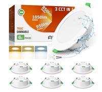 ALUSSO 10W Downlight LED Techo Empotrable Regulable Corte 90-100MM 6 Pack | IP44 Focos LED Interior Techo Empotrado, 3CCT 3000K Cálido 4000K Neutro 6500K Frío, Blanco