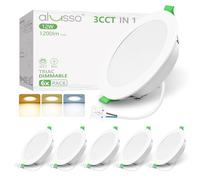 ALUSSO 12W Downlight LED Techo Empotrable Regulable Corte 120-130MM 6 Pack | IP44 Focos LED Interior Techo Empotrado, 3CCT 3000K Cálido 4000K Neutro 6500K Frío, Blanco