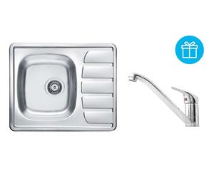Alveus - Conjunto de fregadero Zoom 10, grifo Riviera + regalo, cromo SETA265