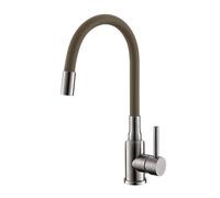 Alveus Mintas - Grifo de fregadero con brazo flexible y ducha, acero inoxidable cepillado/beige 1144429