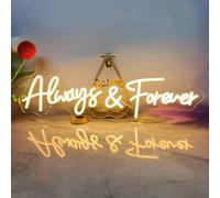 Always And Forever - Letrero de neón regulable con alimentación USB, letrero de luz LED para decoración de pared, letrero LED de neón Always & Forever para propuesta de amantes, boda, 22.5 x 6