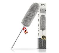 ALX Plumero lavable, microfibra, plumero telescópico extensible hasta 260 cm, limpieza elegante para un hogar impecable (gris)