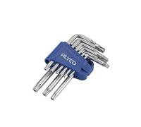 Alyco 193290 193290-Juego 9 Llaves Torx acodadas inviolables CR-V niqueladas en Soporte plástico T-10 A T-50