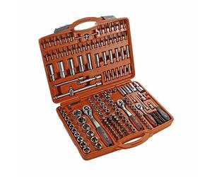 ALYCO Orange - Juego de Llaves de Vaso de 1/2" + 1/4" + 3/8" | 171 Piezas | Allen Hexagonales, Carraca, Alargaderas, Adaptadores, Juntas, Herramientas en Acero Cr-V con Maletín