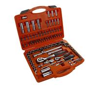 Alyco Orange - Juego de Llaves de Vaso de 1/2" + 1/4" | 94 Piezas | Allen Hexagonales, Carraca, Alargaderas, Adaptadores, Atornillador, Herramientas en Acero Cr-V con Maletín
