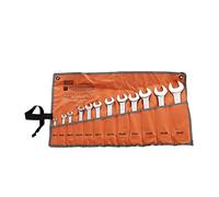 Alyco Orange - Juego de Llaves Fijas en Acero Cr-V, Herramientas para Taller Mecánico, Set de 12 Piezas con 24 Medidas (6-32 mm), Acodado de 15° y Bolsa de Transporte Enrollable