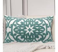 Alysheer Funda de cojín Decorativa Lumbar Bordada de 12 x 20 Pulgadas, Funda de cojín Rectangular de algodón con patrón de Mandala clásico Bohemio para sofá, Sala de Estar, Dormitorio (Azul