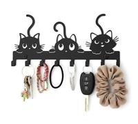 Alyxen Colgador Llaves Pared, Multifuncional Soporte Para Llaves de Pared Negro Ganchos para Llave Colgador de Llave Metal para Entrada,Dormitorio,Oficina,Cocina (Tres gatos)