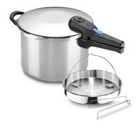 Alza Omega - Olla a Express Rápida de 6 Litros + Cestillo, Acero Inoxidable 18/10, Apta Para Todo Tipo de Cocinas, Inducción