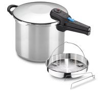 Alza Omega - Olla a Express Rápida de 8 Litros + Cestillo, Acero Inoxidable 18/10, Apta Para Todo Tipo de Cocinas, Inducción