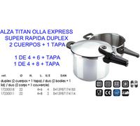 ALZA TITAN Olla Exprés Super Rápida Duplex 4+8+Tapa