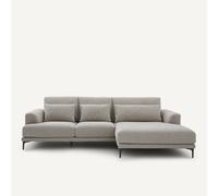 AM.PM Chaise longue XL esquinero de derecha en viscosa texturizada y lino, MARSILE. Color Natural