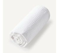 AM.PM Sábana bajera de gasa de algodón orgánico Cuddly. Color blanco espuma