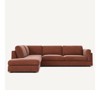 AM.PM Sofá cama con chaise longue angular, terciopelo, CÉSAR. Color Terracota