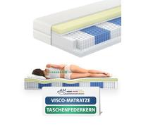 AM Qualitätsmatratzen Colchon viscoelastico 140x200 cm - Colchon 140x200 muelles ensacados y firmeza Blanda - 24 cm - Colchón viscoelástico de 7 Zonas con Oeko Tex - 1000 muelles y Funda Lyocell