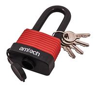 Am-Tech - Candado de grillete Largo Resistente a la Intemperie t0765 50 mm 1 Rojo