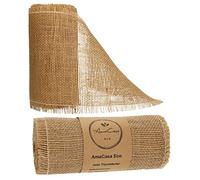 AmaCasa Eco Camino de mesa de yute de 20 cm de ancho, rollo de 10 m | Tiras reforzadas de yute con etiqueta compostable | Camino de mesa para maravillosas decoraciones en muchos colores (natural