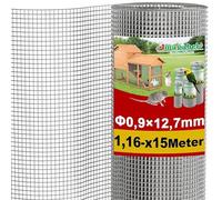 Amagabeli Malla Electrosoldada Galvanizada Malla Soldada 12,7x12,7/ 116cm, Rollo 15 Metros Rollo Malla alambre Metalica Grosor del alambre 0.9mm Malla Pajarera Metalica