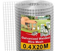 Amagabeli Malla Electrosoldada Galvanizada Malla Soldada 12,7x12,7/40cm, Rollo 20 Metros Rollo Malla Alambre Metalica Grosor del Alambre Pajarera Metalica