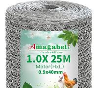 Amagabeli Rollo Malla Metálica Red Malla de Alambre Hexagonal100cmx25m 40 mm 0,9 mm Galvanizada Enrejado Triple Torsion Tamaño de malla Red de Alambre de Pollo Duro