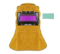Amagogo Capucha de Soldadura Casco Máscara Pantalla con Visor Levadizo y Lente de Oscurecimiento Instantáneo para Rápidas , Talla Única , Clásico De Cuero De Cobertura Total + 10 Láminas Protectoras