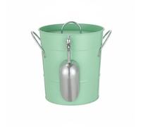Amagogo Cubo de Hielo de Doble Capa Cubitera Balde Recipiente con Tapa Acero Galvanizado Desmontable Sellado Laterales Portátil Adecuado para Cócteles, Verde, Doble Capa Engrosada con Pala De Hielo