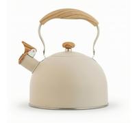 Amagogo Hervidor de Acero Inoxidable Tetera Caldera Clásica con Mango Curvo Agarre en Detalles Tipo Madera Adecuado para Reuniones Familiares Rutinas, Array, Beige