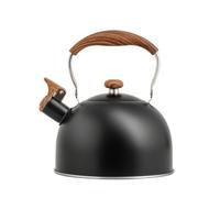 Amagogo Hervidor de Acero Inoxidable Tetera Caldera Clásica con Mango Curvo Agarre en Detalles Tipo Madera Adecuado para Reuniones Familiares Rutinas, Array, Negro
