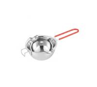 Amagogo Olla Derretidora de Acero Inoxidable Tazón Baño María Cazo Recipiente para Salsas con Mango Largo y Vertedor Adecuada para Postres Repostería Casera, 680ml, Mango Rojo 201