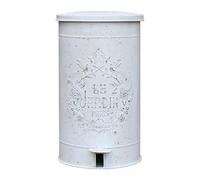 Amagogo Papelera Decorativa Plegable Pedal Metálica Retro Clásico Relieve Floral Vintage Compacta Resistente Adecuada para, HA1301 - Bote De Basura Vintage Blanco Con Pedal