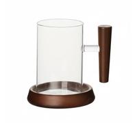 Amagogo Vaso Resistente al Taza de Vidrio Taza con Asa Vaso Transparente con Asa de Madera Borosilicato con Agarre Aislante y Estilo Moderno Adecuado para, Set De Tazas Mango Madera