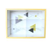 Amagogo Vitrina para Miniatura Caja Expositora Organizador Estante Soporte Acrílico con Compartimentos Separados para Exhibir , Amarillo , Patrón Geométrico con Marco Amarillo