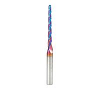 Amana Tool Brocas de fresadora CNC en espiral de corte hacia arriba de carburo para tallado 2D/3D, 46284-K, punta de bola de ángulo cónico de 1 grado x 1/8 de profundidad x 1/16 R x 1-1/2 x 1/4,