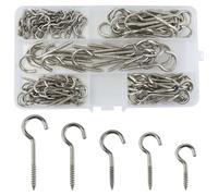 AMANDELIZABE 125 ganchos de rosca, ganchos de techo de acero inoxidable, tornillos de gancho para copa con rosca de madera, gancho atornillable, gancho para atornillar metal para colgar, para plantas