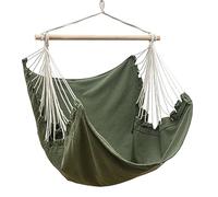 AMANKA Silla Colgante XL de 155x125 cm - 1 Persona Hamaca Columpio hasta 100 kg - Sillón Relax para Interior y Exterior - Balancín con Barra de Madera - Nido Cómodo para Balcón, Terraza o Habitación
