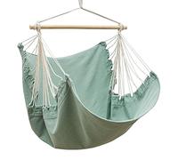 AMANKA Silla Colgante XL de 155x125 cm - 1 Persona Hamaca Columpio hasta 100 kg - Sillón Relax para Interior y Exterior - Balancín con Barra de Madera - Nido Cómodo para Balcón, Terraza o Habitación