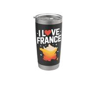 Amantes del mapa del corazón I Love France Vaso térmico de acero inoxidable de doble pared