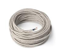 Amarcords - Cable de tela color CANVAS BEIGE, redondo, lino, 20 metros, con 2 conductores 2x0,75 - Hilo eléctrico textil de color estilo clásico para lámparas bricolaje y iluminación vintage.