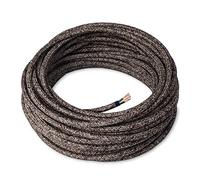 Amarcords - Cable de tela color CANVAS MARRÓN, redondo, lino, 1 metro, con tierra 3x0,75 - Hilo eléctrico textil de color estilo clásico para lámparas bricolaje y iluminación vintage.