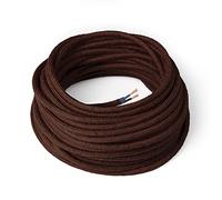 Amarcords - Cable de tela color MARRÓN, redondo, yute, 20 metros, con 2 conductores 2x0,75 - Hilo eléctrico textil de color estilo clásico para lámparas bricolaje y iluminación vintage.